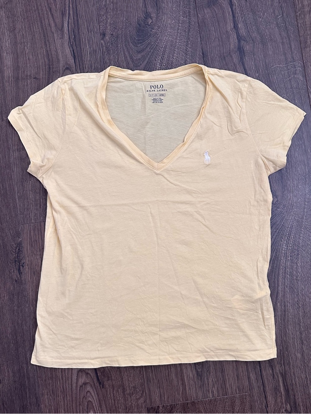 Polo by Ralph Lauren 100% Cotton Women's V-Neck Tee in Yellow